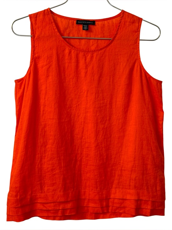 Saks Fifth Avenue Tops - Saks Fifth Avenue 100% Linen Tank Tiered Hem Detail Sunset Orange Size Small
